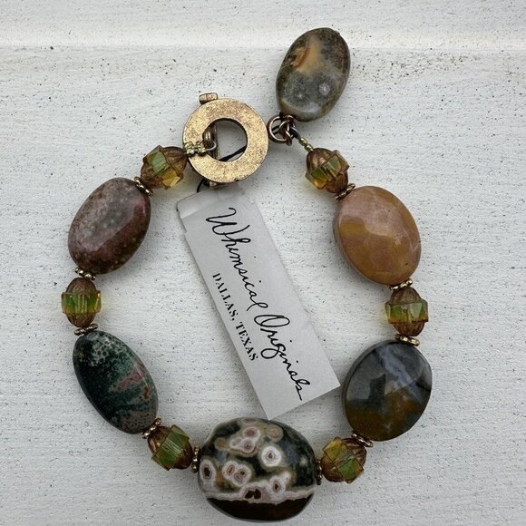 Bracelet Ocean Jasper Gemstone Chunky Beaded Multicolor Toggle Clasp‎ 8.5" NWT - Picture 11 of 11